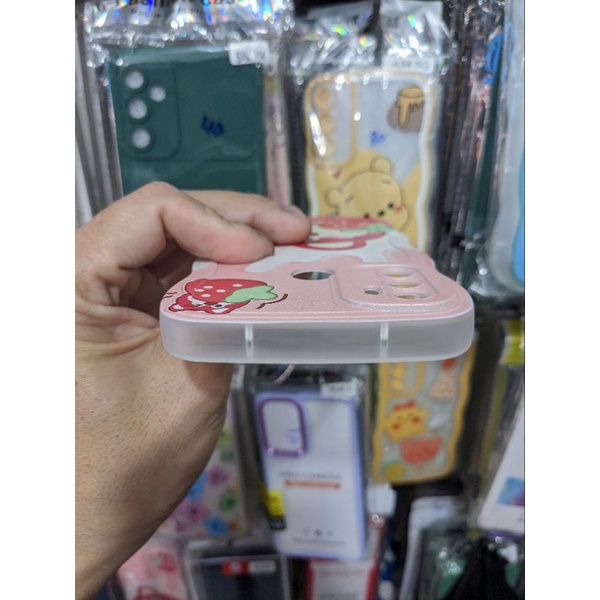 Ốp lưng Oppo A53 dẻo viền lượng sóng lưng in hình gấu dâu có bảo vệ camera