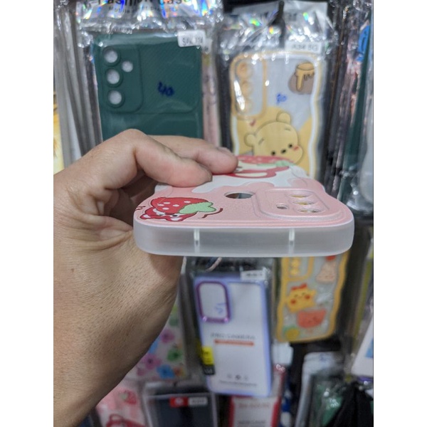 Ốp lưng Oppo A53 dẻo viền lượng sóng lưng in hình gấu dâu có bảo vệ camera