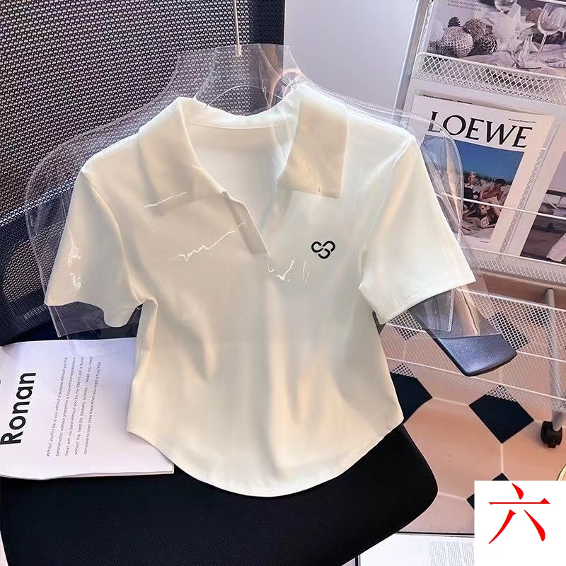 Áo Thun polo Tay Ngắn Màu Trắng Thuần Cotton Thời Trang Mùa Hè 2023