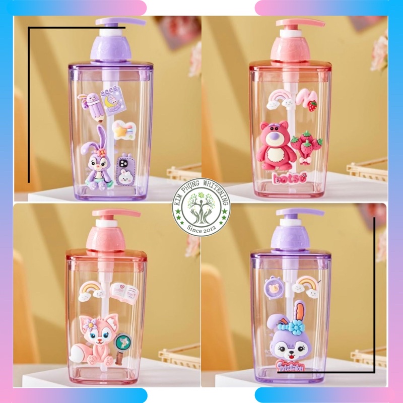 (420ml)Hủ vòi gắn charm cute, Hủ chiết mỹ phẩm ,chai lọ đựng kem lotion sữa tắm [KEM KIM PHỤNG]