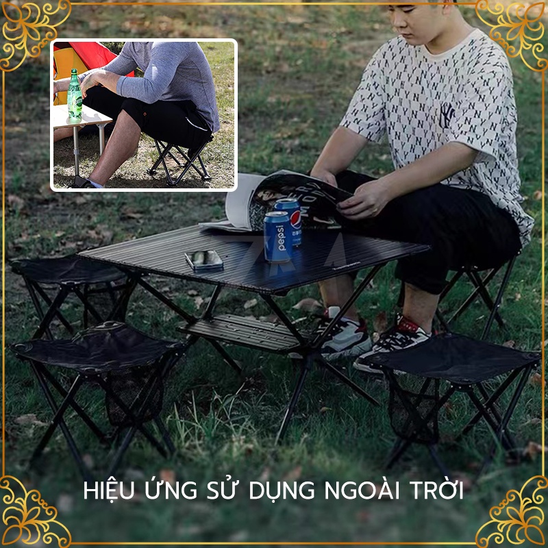 Ghế xếp mini  - Ghé du lịch,Ghế Câu Cá Rằn Ri Không Tựa Gấp Gọn Tiện Lợi,Ghế câu cá,Khung kim loại chắc chắn