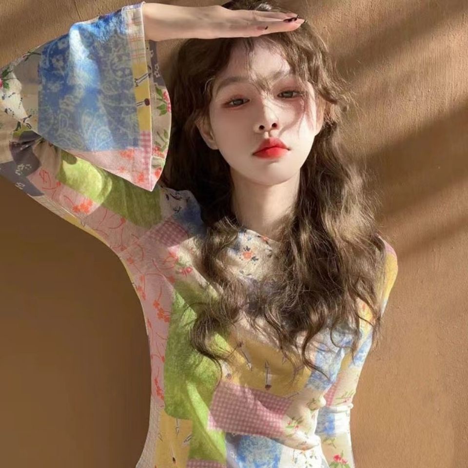 Jiashucheng Áo Thun Tay Dài Dáng Ôm Phong Cách Hàn Quốc Thời Trang Mùa Thu Cho Nữ