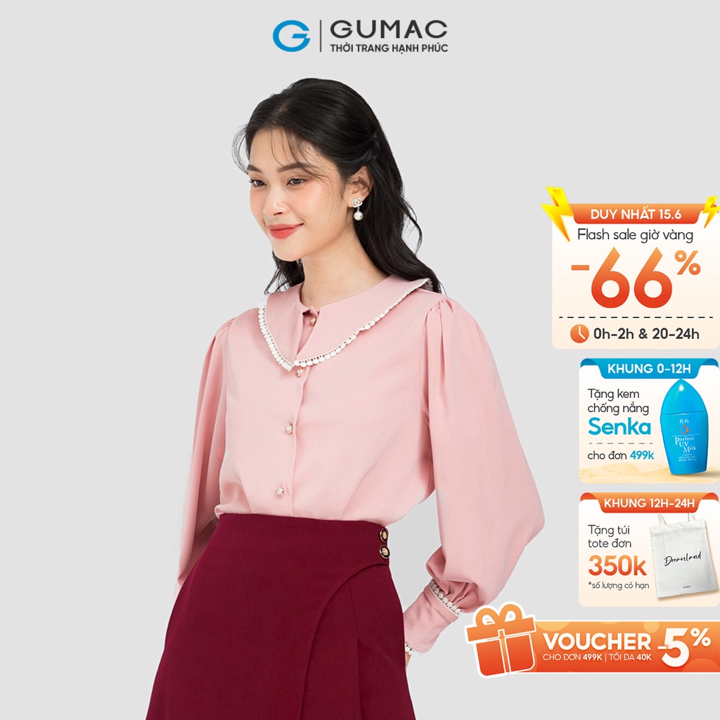 Áo Sơ Mi Nữ Thời Trang Gumac AC08098 Tay Dài Form Suôn Cổ Kiểu Nhiều Màu