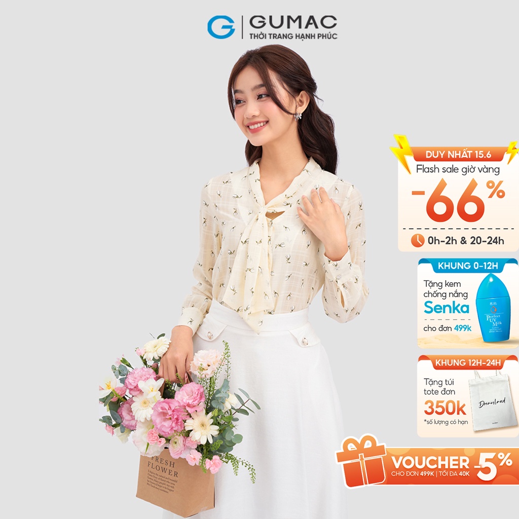 Áo kiểu thắt nơ thời trang GUMAC AC12022