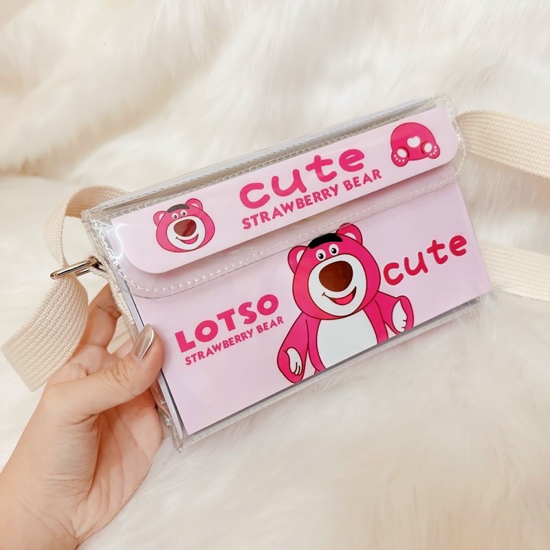Túi custom mini box bag - túi xách nữ , túi đeo chéo gấu dâu losto