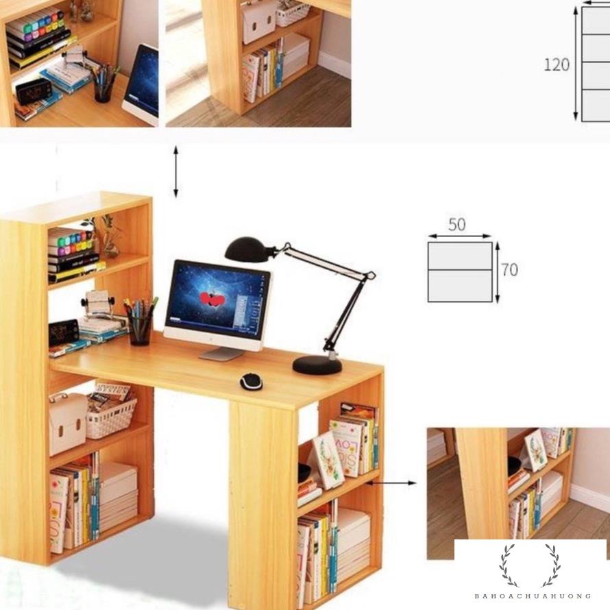 Bàn làm việc chữ L loại to  học tập, bàn máy tính văn phòng thiết kế hiện đại, trẻ trung kèm giá sách 2022