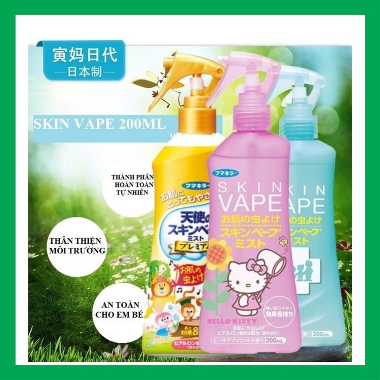 Xịt chống muỗi SKIN VAPE Nhật Bản 200ml, xua đuổi côn trùng, bảo vệ làn da an toàn cho cả gia đình