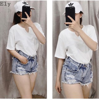 Áo Thun Giấy Cổ Xẻ, Áo Thun Giấy Trơn Có Túi