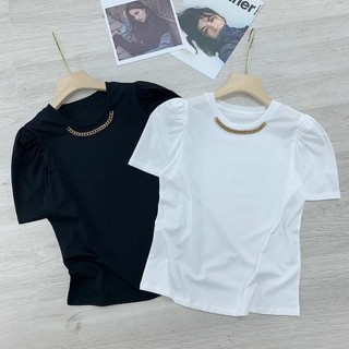 Áo thun cổ tròn tay phồng A89