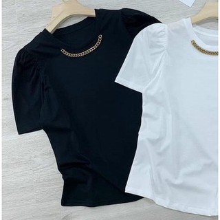 Áo thun cổ tròn tay phồng A89