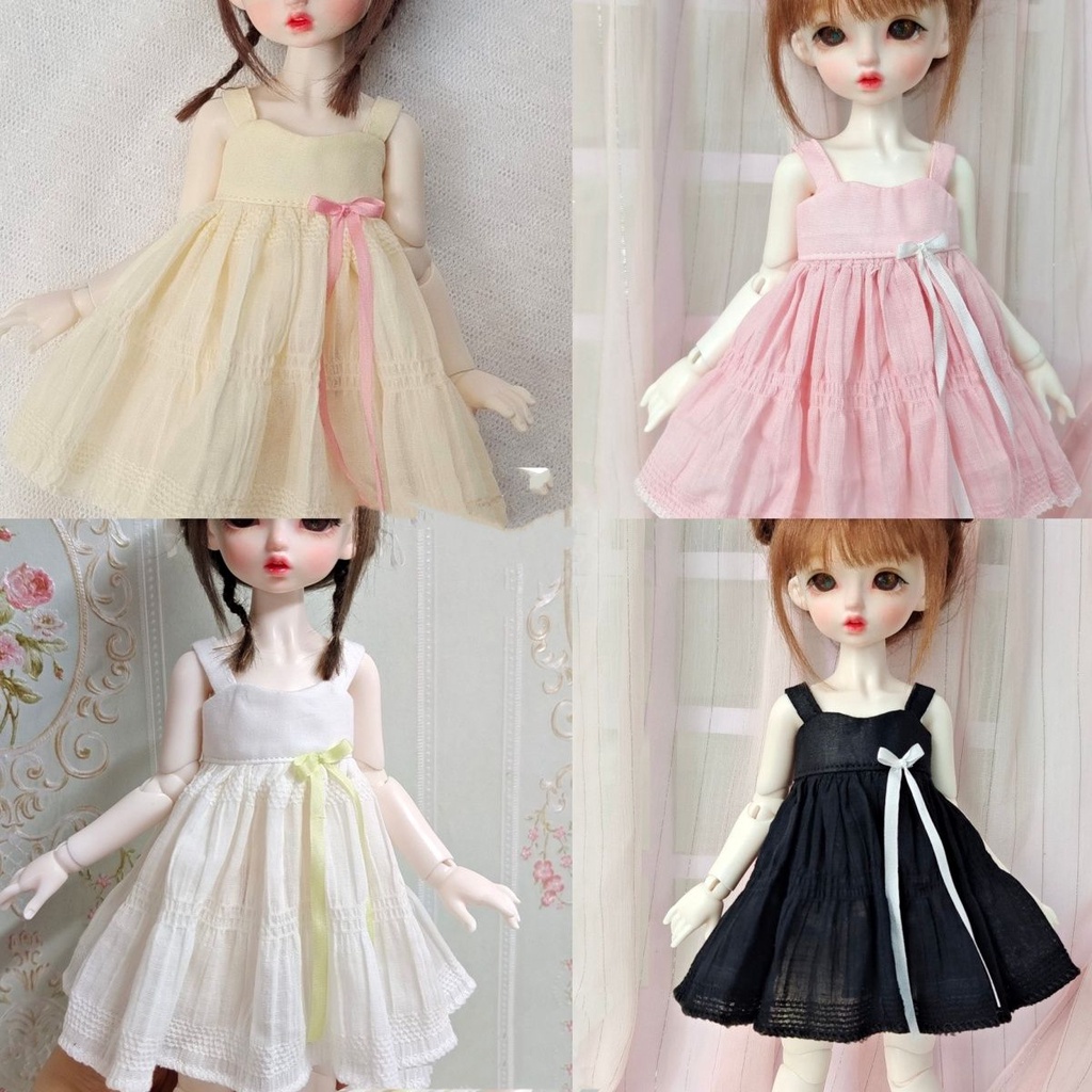 Đầm Hai Dây Màu Vàng Sữa Xinh Xắn Cho Búp Bê bjd 6 / 1 bjd 6 / 1 6.25