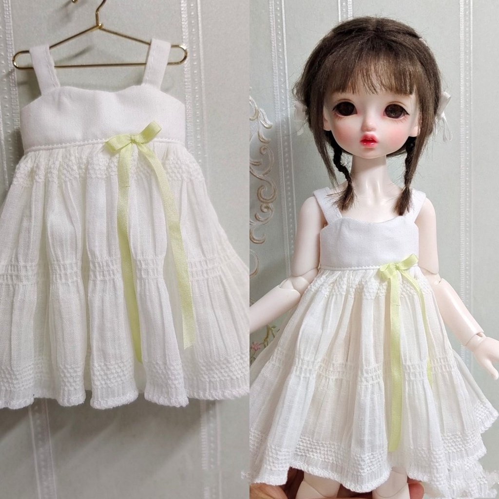 Đầm Hai Dây Màu Vàng Sữa Xinh Xắn Cho Búp Bê bjd 6 / 1 bjd 6 / 1 6.25