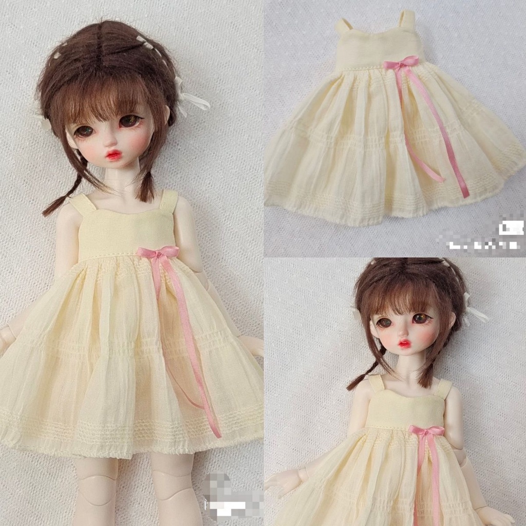 Đầm Hai Dây Màu Vàng Sữa Xinh Xắn Cho Búp Bê bjd 6 / 1 bjd 6 / 1 6.25