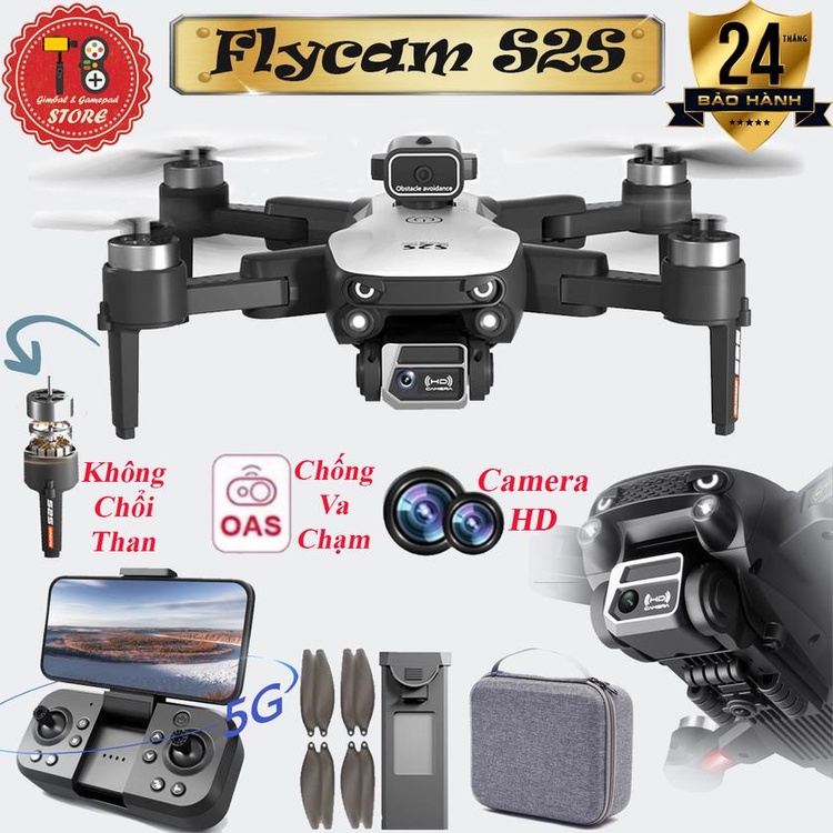 Flycam S2S PRO MAX Động Cơ Không Chổi Than Tích Hợp 2 Camera HD, Máy Bay Plycam Quay Phim Chụp Ảnh Trên Không