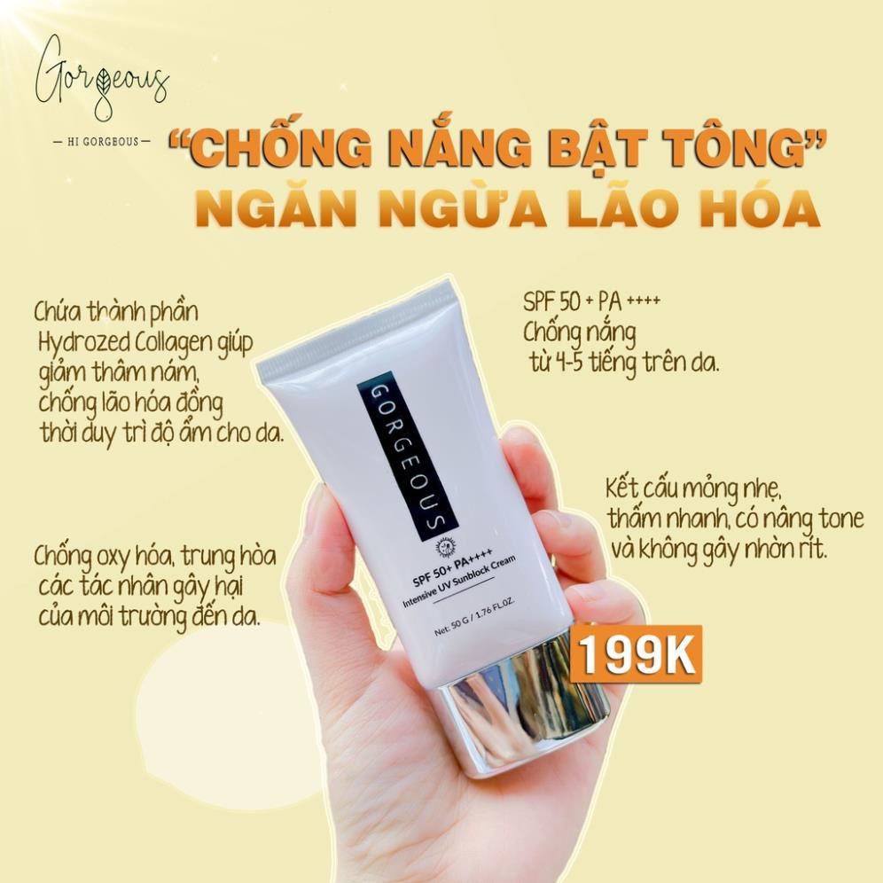 Kem chống nắng 50g Múi Xù THE GORGEOUS  - bảo vệ da với SPF 50+ PA++++ giúp da sáng hơn gấp 2X