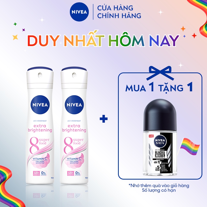 Bộ 2 Xịt Ngăn Mùi NIVEA Sáng Mịn Tối Ưu | Giảm Thâm Sạm | Vitamin C (150 ml) - 82967