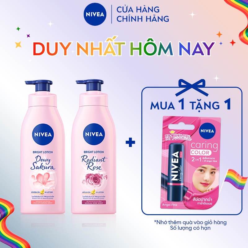 Bộ Đôi Sữa Dưỡng Thể NIVEA Sáng Da Hương Hoa Hồng & Hoa Anh Đào (350 ml)