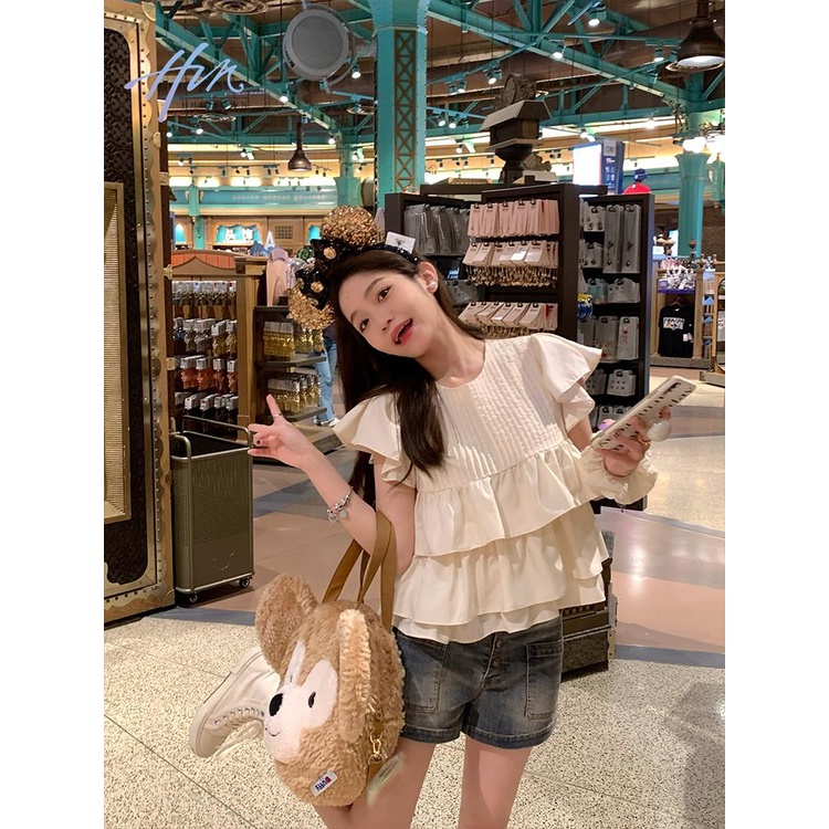 Áo Sơ Mi Trắng Tay Bay Nhỏ Dễ Thương Dành Cho Nữ