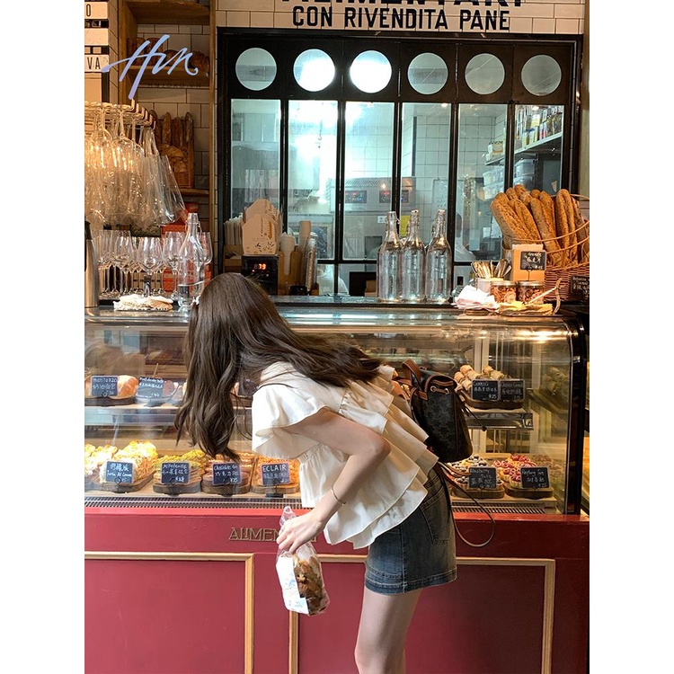 Áo Sơ Mi Trắng Tay Bay Nhỏ Dễ Thương Dành Cho Nữ