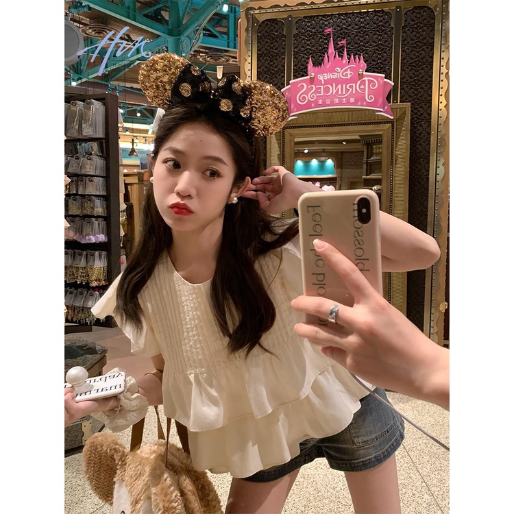 Áo Sơ Mi Trắng Tay Bay Nhỏ Dễ Thương Dành Cho Nữ