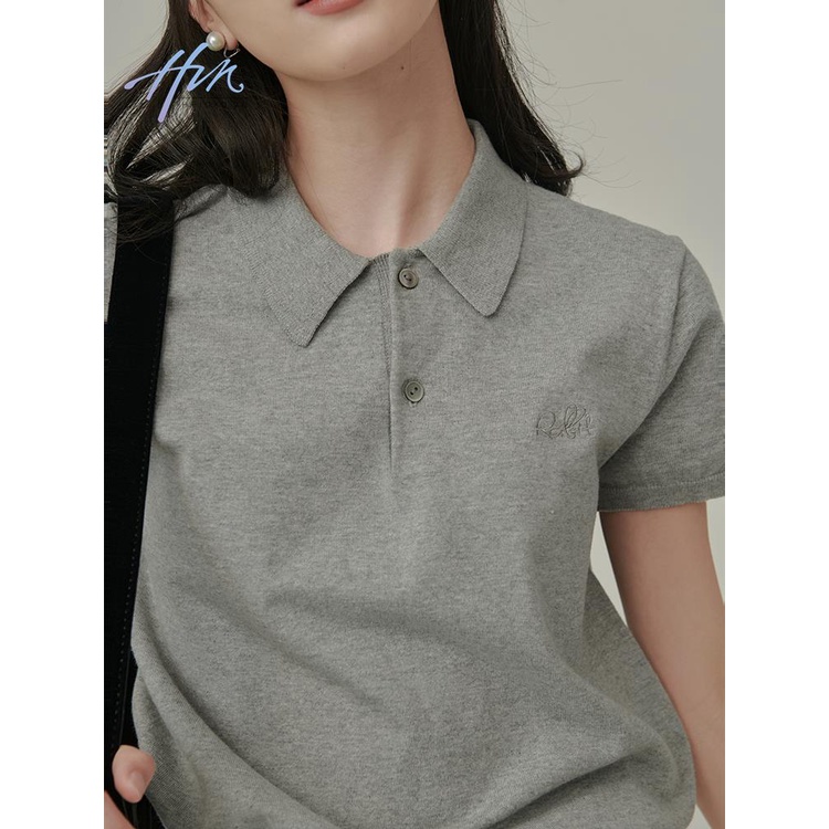 Áo Thun POLO Dệt Kim Tay Ngắn Phong Cách Thể Thao Đơn Giản Dễ Phối Đồ Cho Nữ