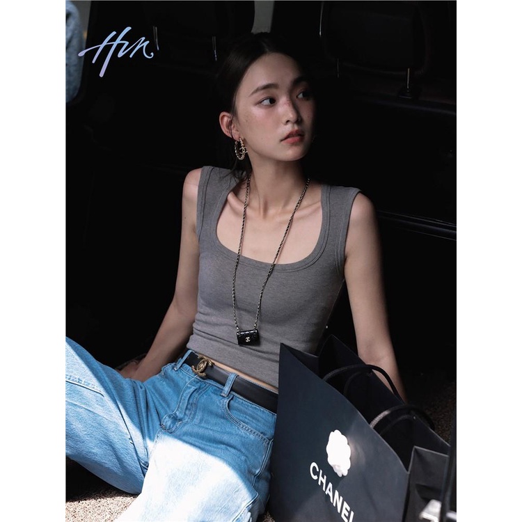 Áo Thun Không Tay Cổ Chữ U Thời Trang Mùa Hè Sành Điệu Cho Nữ