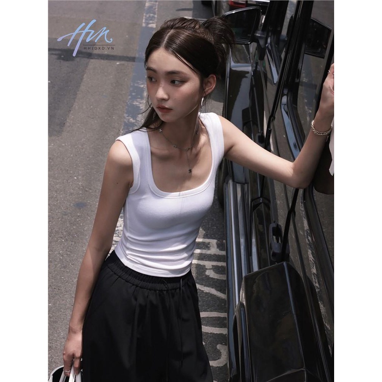 Áo Thun Không Tay Cổ Chữ U Thời Trang Mùa Hè Sành Điệu Cho Nữ