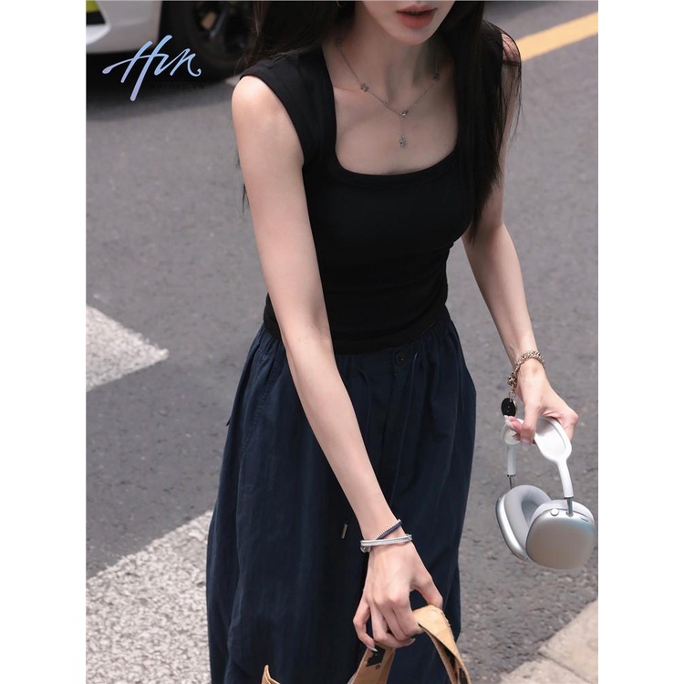 Áo Thun Không Tay Cổ Chữ U Thời Trang Mùa Hè Sành Điệu Cho Nữ