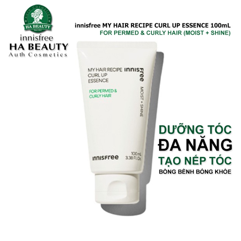 Tinh chất dưỡng tóc đa năng Giúp mái tóc bóng mềm mượt Bồng bềnh hơn innisfree My Hair Recipe Curl-up Essence 100mL