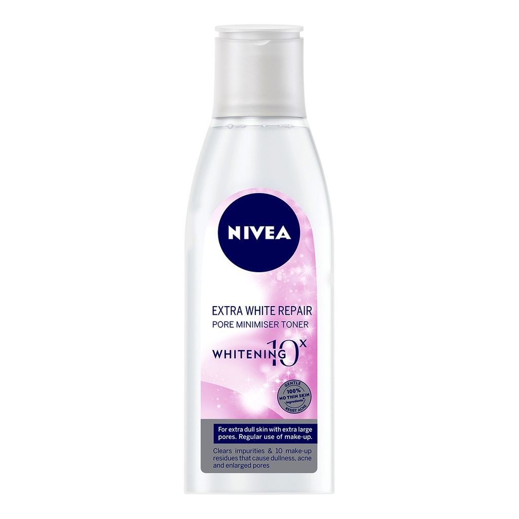 Nước hoa hồng dưỡng trắng da se khít lỗ chân lông Nivea Extra White Pore minimiser Toner 200ml