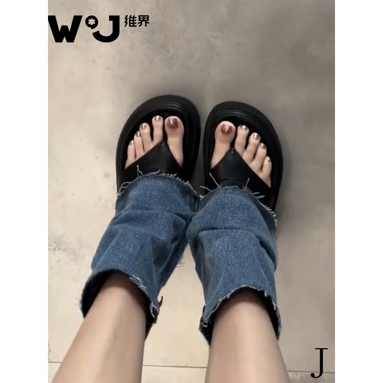 Weijie Niche Giày Bốt Sandal Đế Xuồng Quai Jean Thời Trang Mùa Hè Mới Cho Nữ