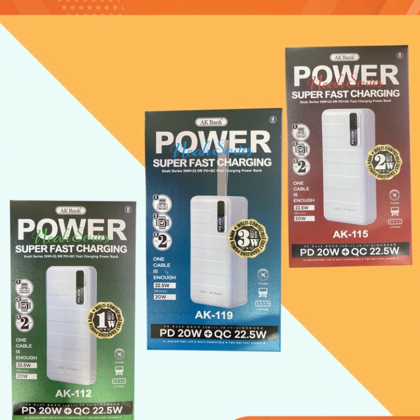 Sạc dự phòng AK BANK 20000mah sạc nhanh cùng pin siêu trâu,pin dự phòng dung lượng lớn có cáp sạc kèm theo bảo hành tốt