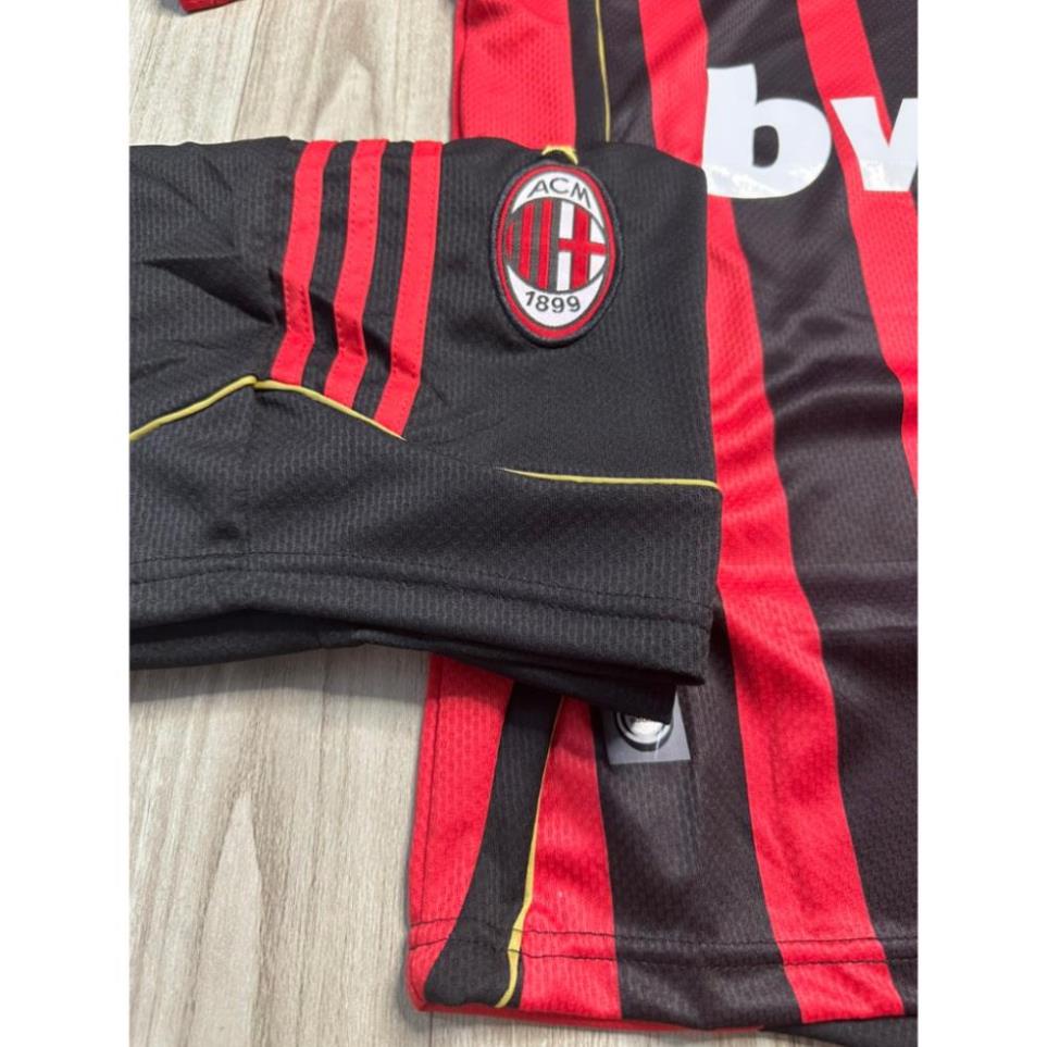 Áo Bóng Đá CLB AC Milan Ngắn Tay Phong Cách Retro Chuẩn Mẫu Thi Đấu Vải Polyester Gai Thái