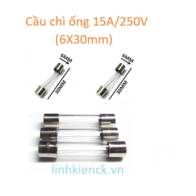 (5 Cái) Cầu chì ống 15A/250V (6X30mm)