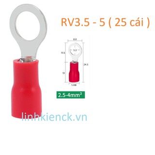 Đầu cos tròn bọc nhựa rv3.5 - 5 , rv 3.5 - 5, 3.5 - 5