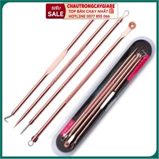 Que nặn mụn thép không gỉ - cây nặn mụn 2 đầu tiện dụng 🍀 bộ 4 cây 8 đầu nặn cao cấp 🍀