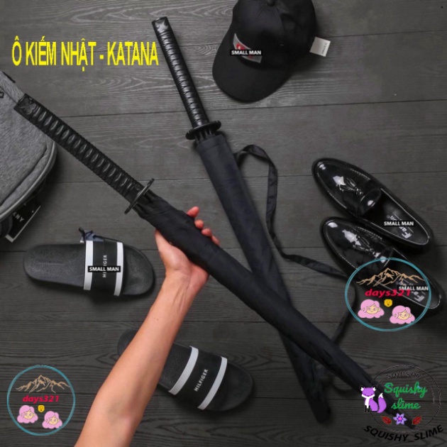 ô che nằng, kiếm khách, ô cán giả kiếm nhật katana 24 lan chống lật phù hợp đi mưa, nắng,có túi vải 