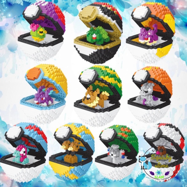 Bộ đồ giải trí lắp đặt Lego Hình Pokemon nhiều hình thức các hero như Hitokage, Fushigane, Zenigame 