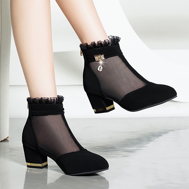 [Da Mềm Cao Cấp] Giày Sandal Đế Vừa Phối Lưới Rỗng Thoáng Khí Phong Cách Xuân Hè Mới Cho Nữ