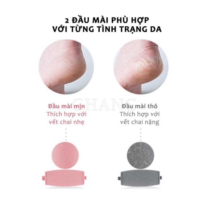 Máy Chà Gót Chân Tự Động, Tẩy Tế Bào Chết Tại Nhà Sạc Pin Tích Điện 2 Đầu Mài Hot