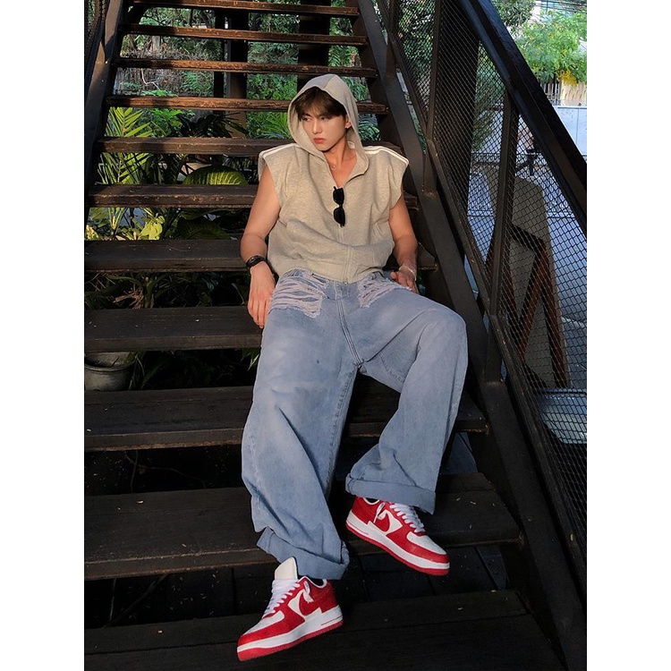 Áo Khoác Hoodie Sát Nách Có Khóa Kéo Plus Size 150kg Phong Cách Thể Thao Thời Trang Mùa Hè Cho Nam