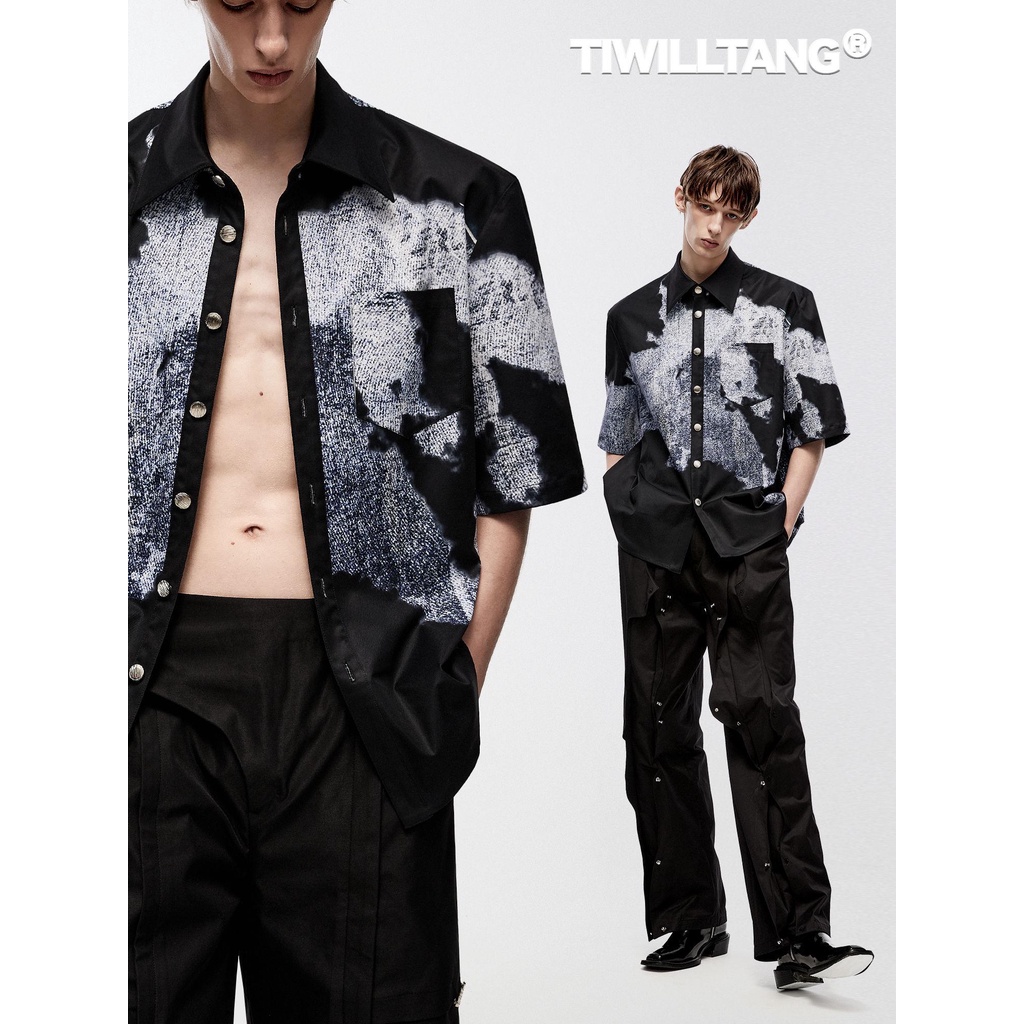 Áo Sơ Mi Giả Denim In Chữ "firmament" Họa Tiết Bầu Trời Đầy Sao