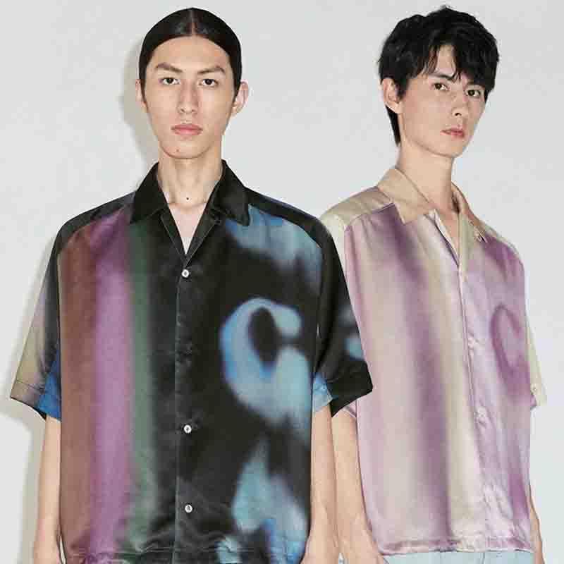 Áo Sơ Mi Tay Ngắn Dáng Rộng In Họa Tiết Màu Tương Phản Thời Trang Xuân Hè Cho Nam