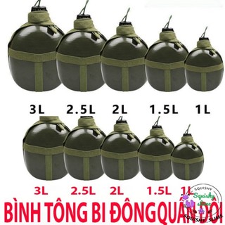 Bình tông bi đông nhôm xanh thiết kế người lính ngày xưa bình tông đựng rượu đựng nước lèo đi rừng, đi phượt
