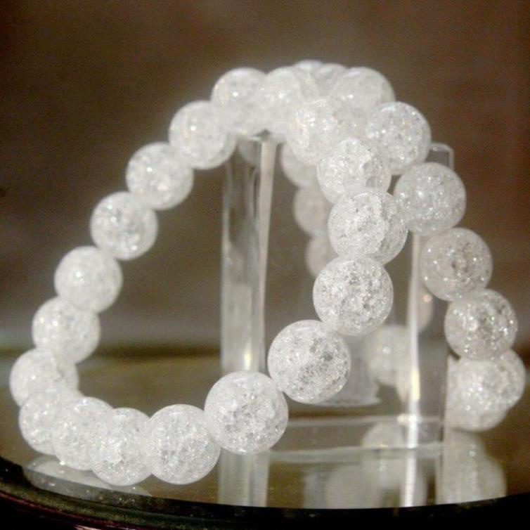 Cao cấp, vòng tay chuỗi đá mã não bông tuyết trắng