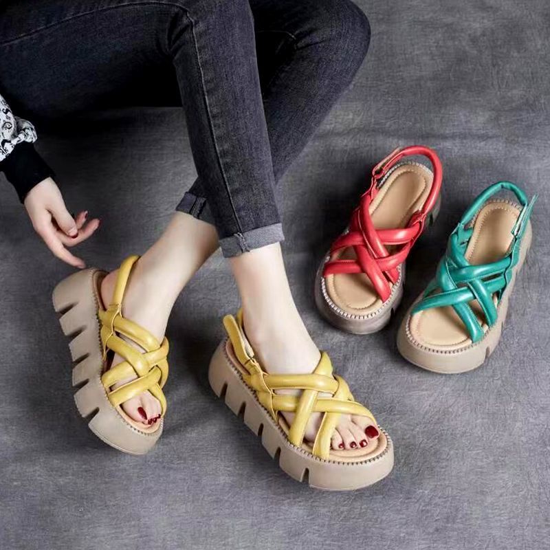 Giày Sandal Đế Mềm Bằng Da Bò Thật Thời Trang Mùa Hè 2022