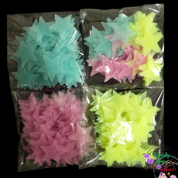 [Gói 100 cái] Sao dạ quang chiếu sáng ốp tường tô điểm Gói 100 Sao Dạ Quang Dán Tường- Kèm miếng dán