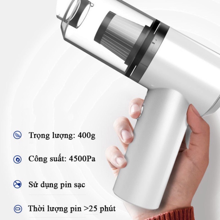 Máy Hút Bụi Cầm Tay Không Dây Siêu Mini Lực Hút Cực Mạnh 9000PA - 120W, SẠC USB - Máy hút bụi mini cầm tay HB1 Hot