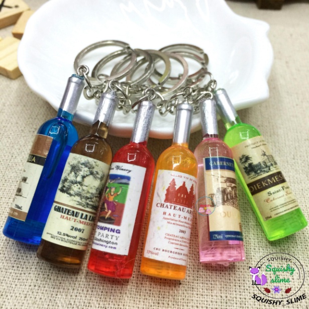 Móc khoá Chai rượu chát lạ thường tiện nghi Hình Chai Bia Acrylic Dễ Thương