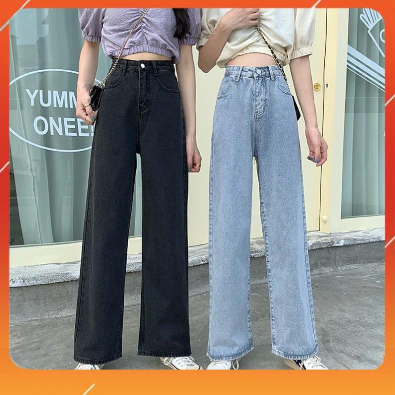 Aa Quần Jeans Ống Rộng Cạp Cao Về 3 Màu Trendy: Đen, Xám, Xanh - Phối Được Nhiều Style Q05 Aa Ok A!